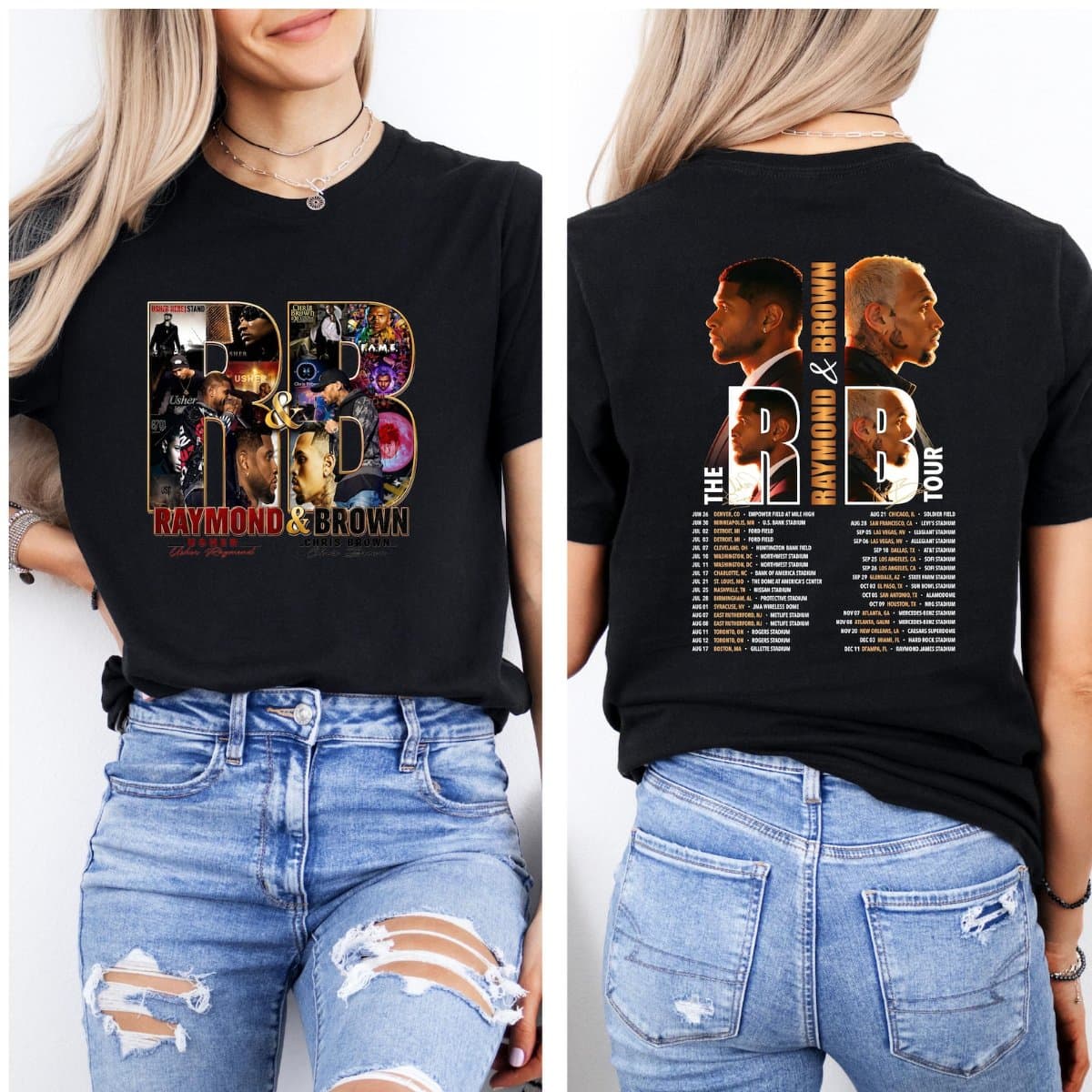 Usher Raymond and Chris Brown R&B Tour 2026 Concert T-Shirt